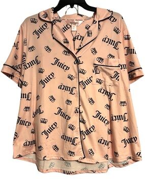 NWT. Juicy Couture Pink Logo and Crown Button-Up & Shorts Set